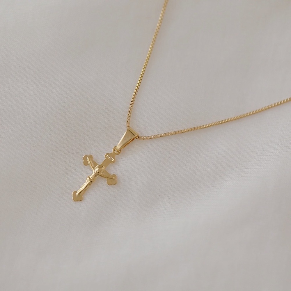 Petite Crucifix Necklace | 18k Gold Filled - Picture 3 of 7